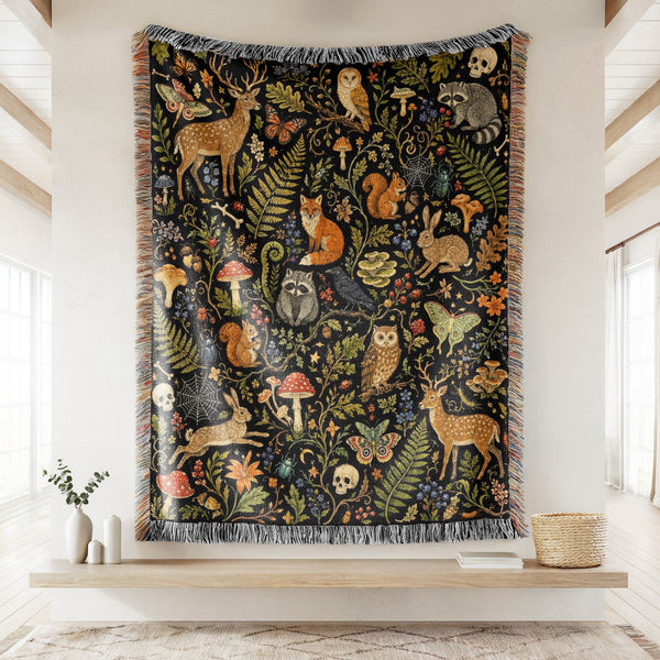 Forest Creatures & Mushrooms Blanket