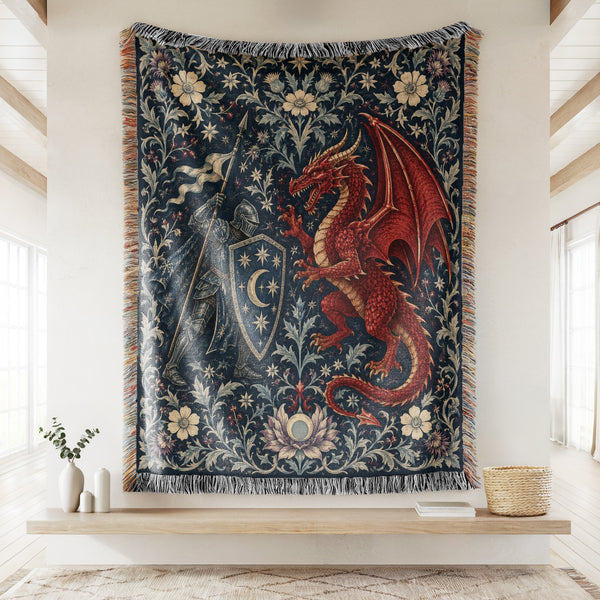 The Crimson Moon Dragon Duel Blanket