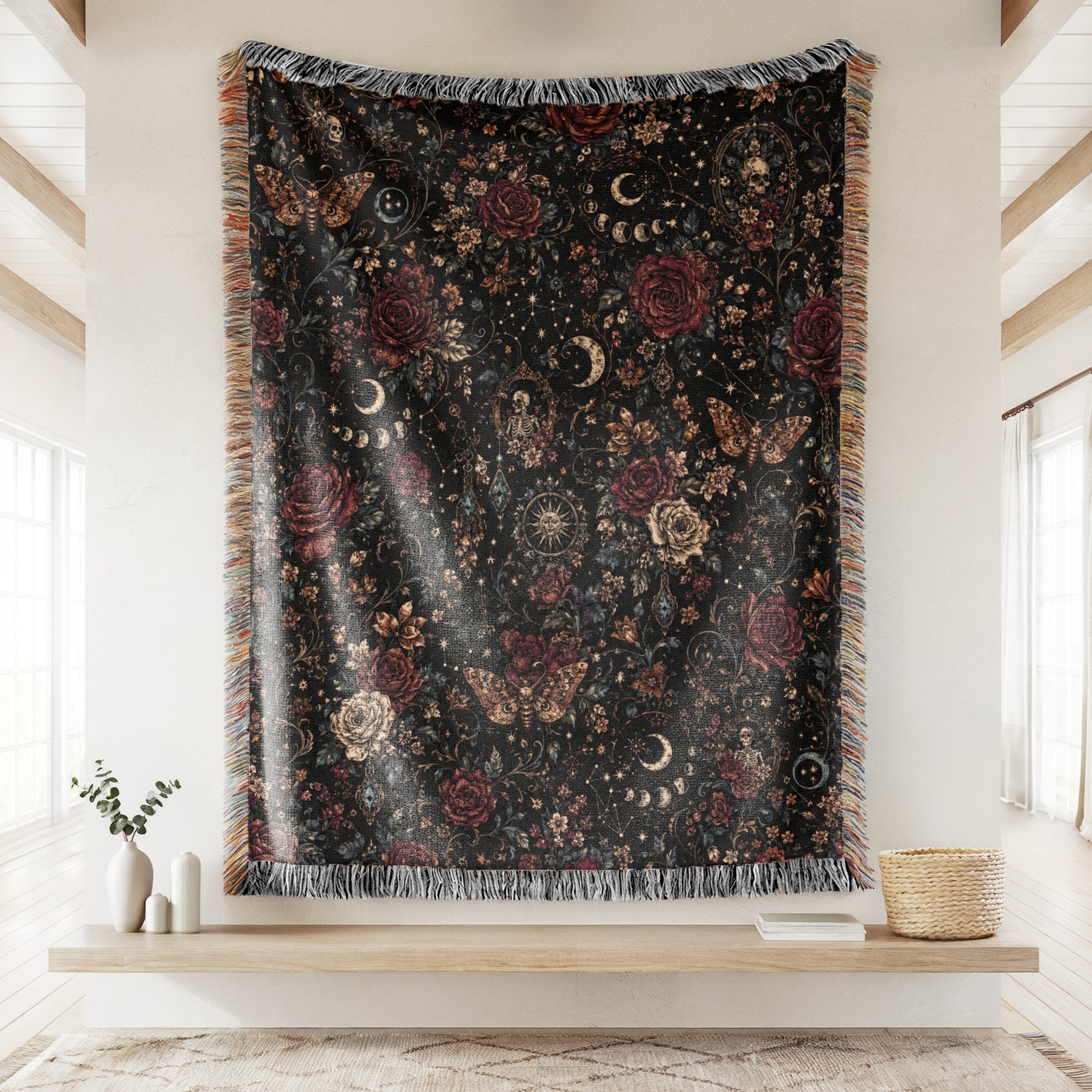 Midnight Roses & Moths Blanket Secondary image