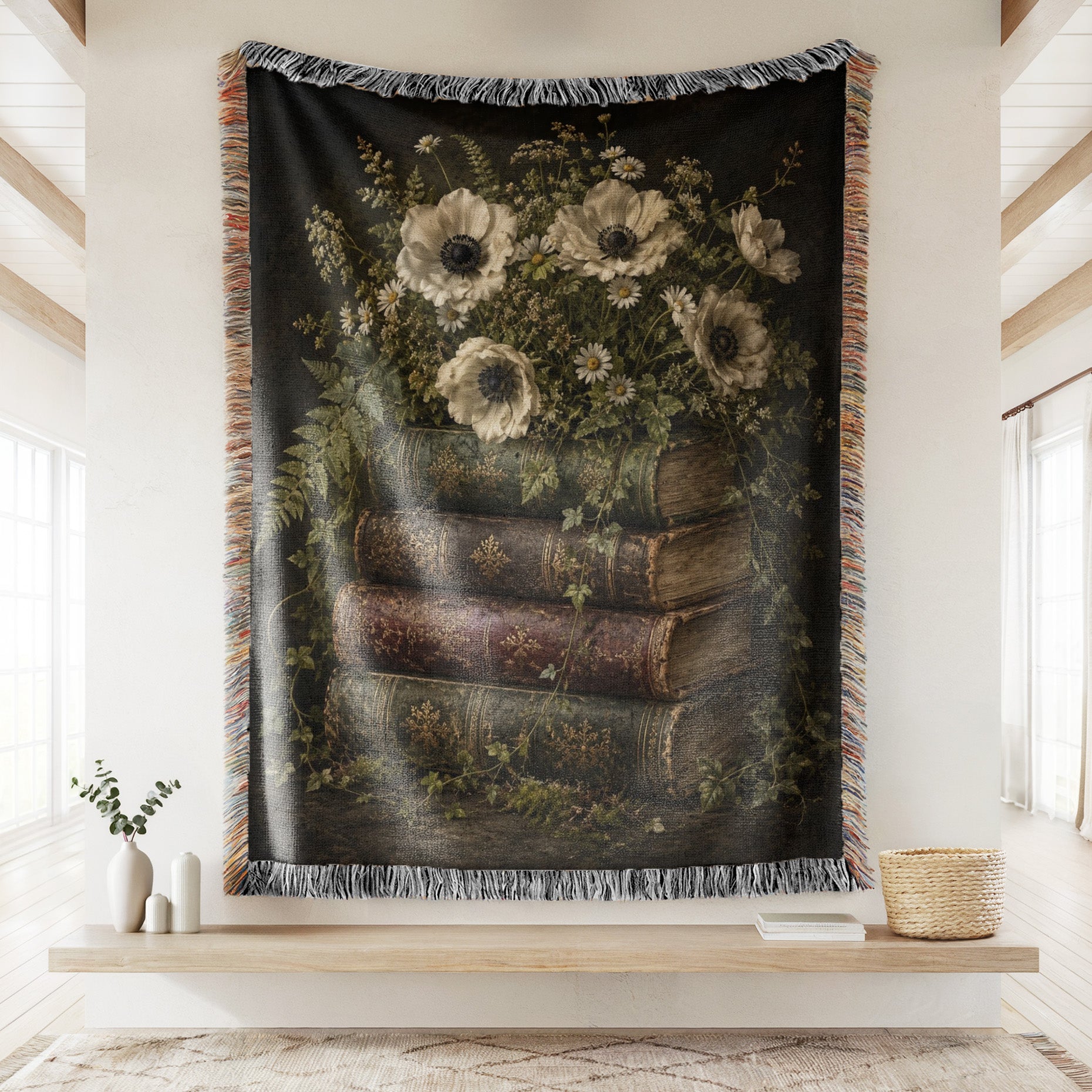 Midnight Anemone & Antique Books Blanket Secondary image