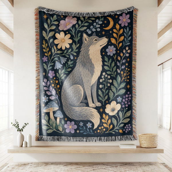 Moon Garden Wolf Blanket