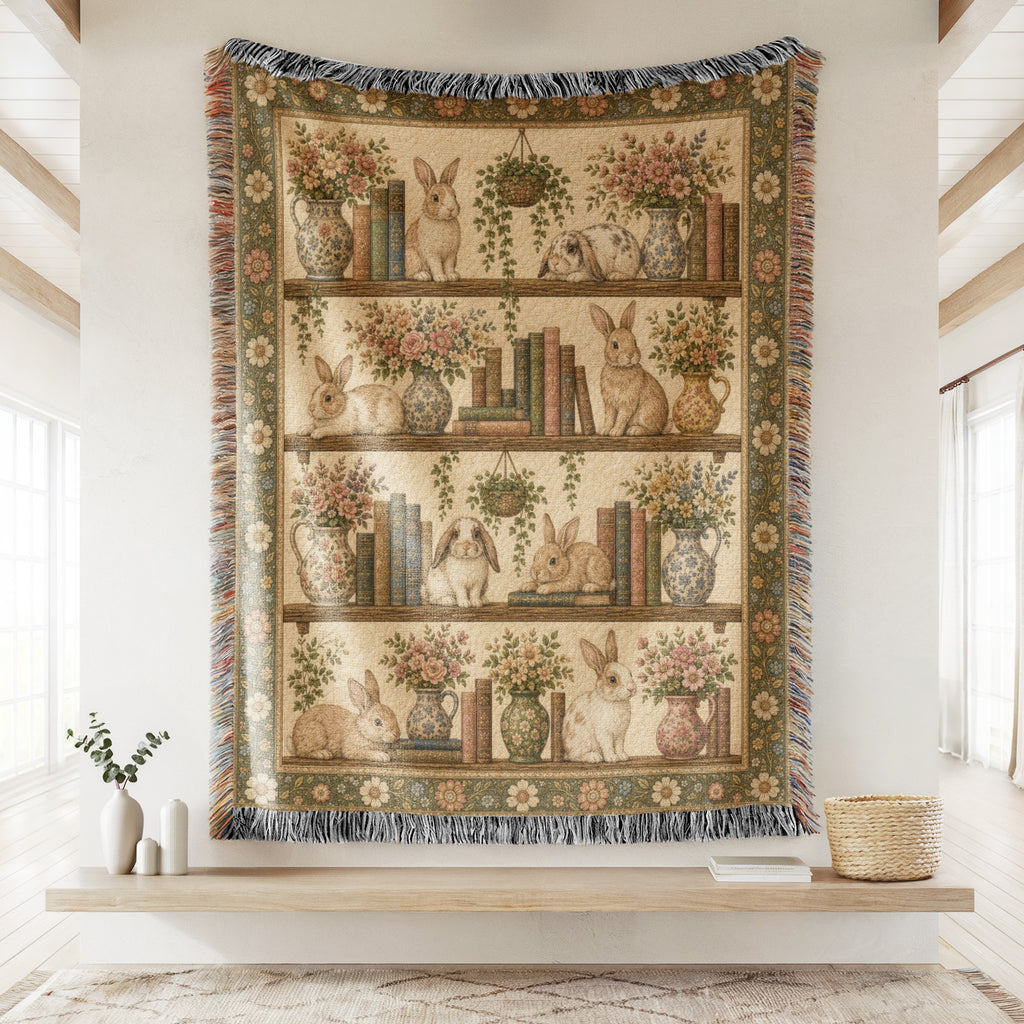 Rabbit Botanical Bookshelf Blanket