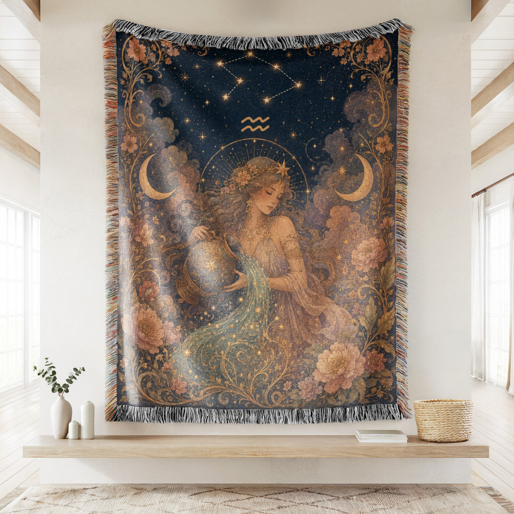 Aquarius Celestial Water Bearer Blanket