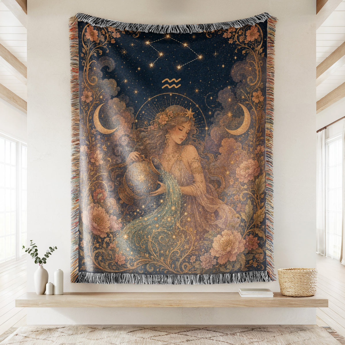Aquarius Celestial Water Bearer Blanket