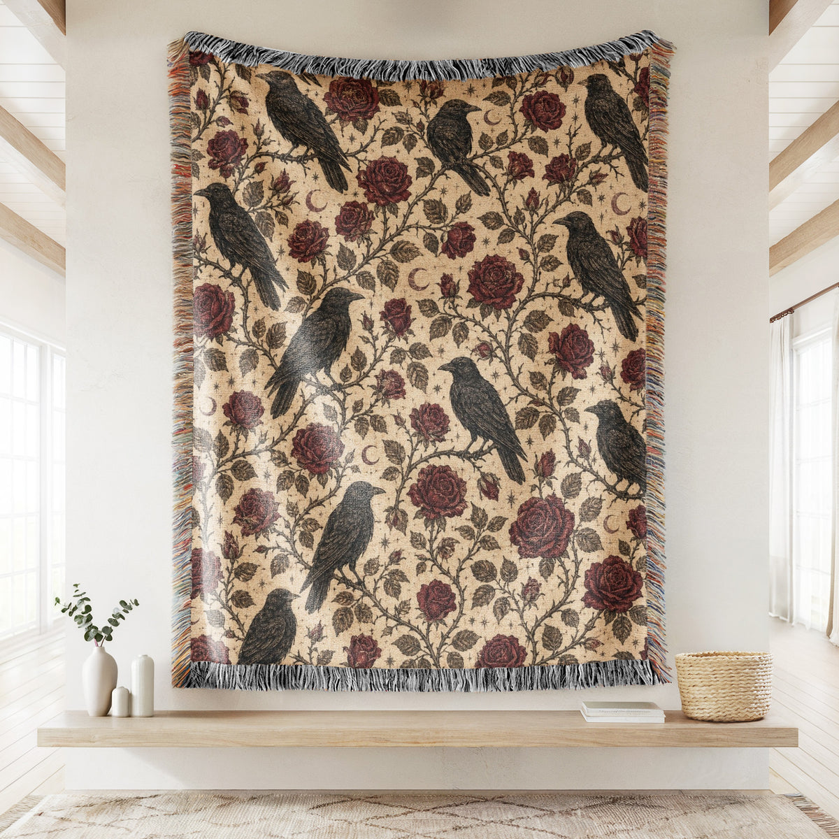 Ravens & Crimson Roses Blanket
