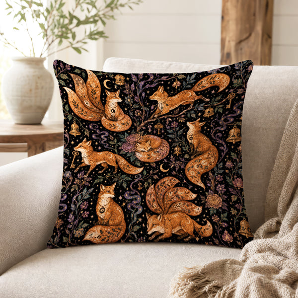 Foxes of the Secret Vale – Whimsical Woodland Pillow
