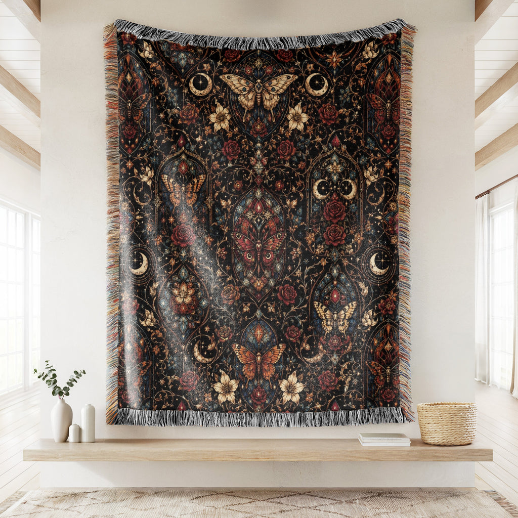 Stained Glass Moth Garden Blanket