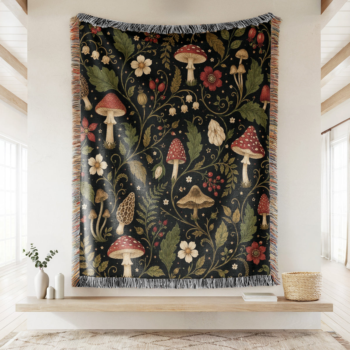 Nightshade Mushroom Garden Blanket