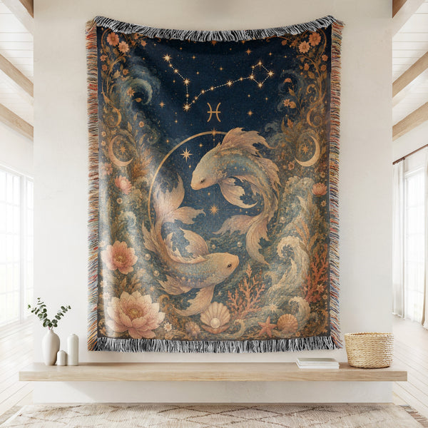 Pisces Moonlit Twin Fish Blanket
