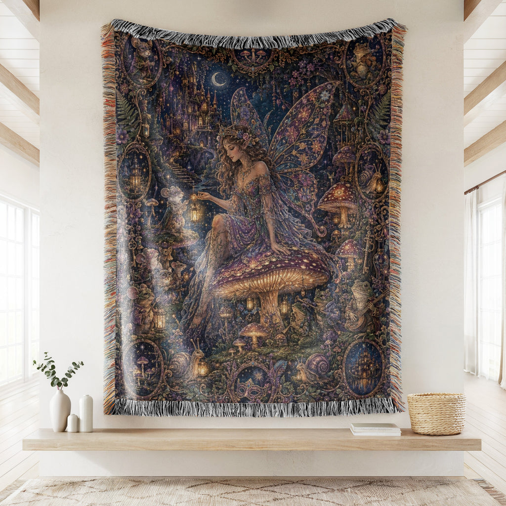 Moonlit Mushroom Fairy Blanket
