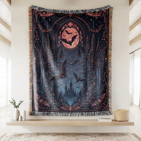 Bats Beneath the Rose Moon Blanket