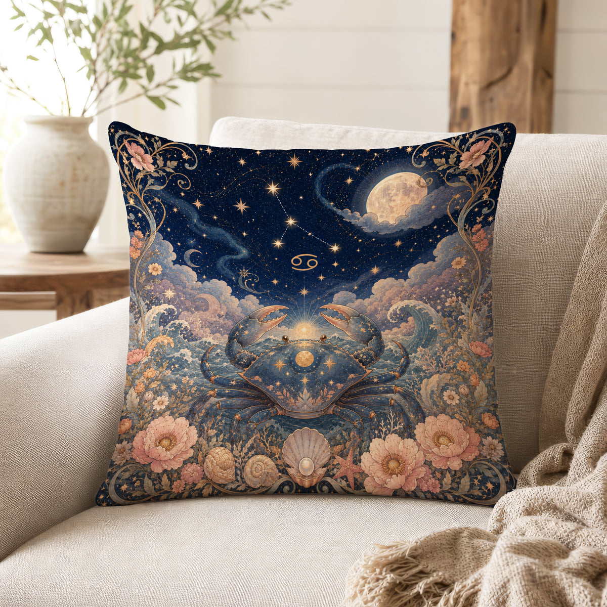 The Moon Crab – Cancer Zodiac Pillow