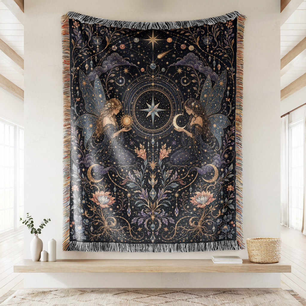 Celestial Twin Fairies Blanket