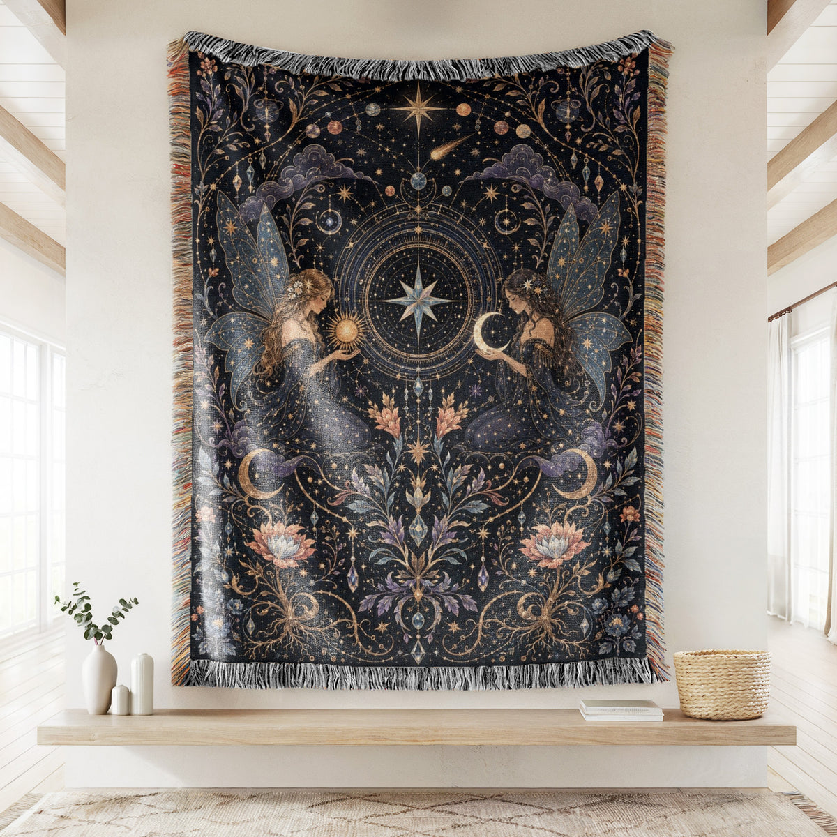 Celestial Twin Fairies Blanket