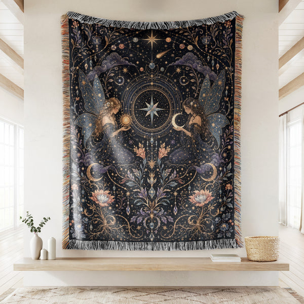 Celestial Twin Fairies Blanket