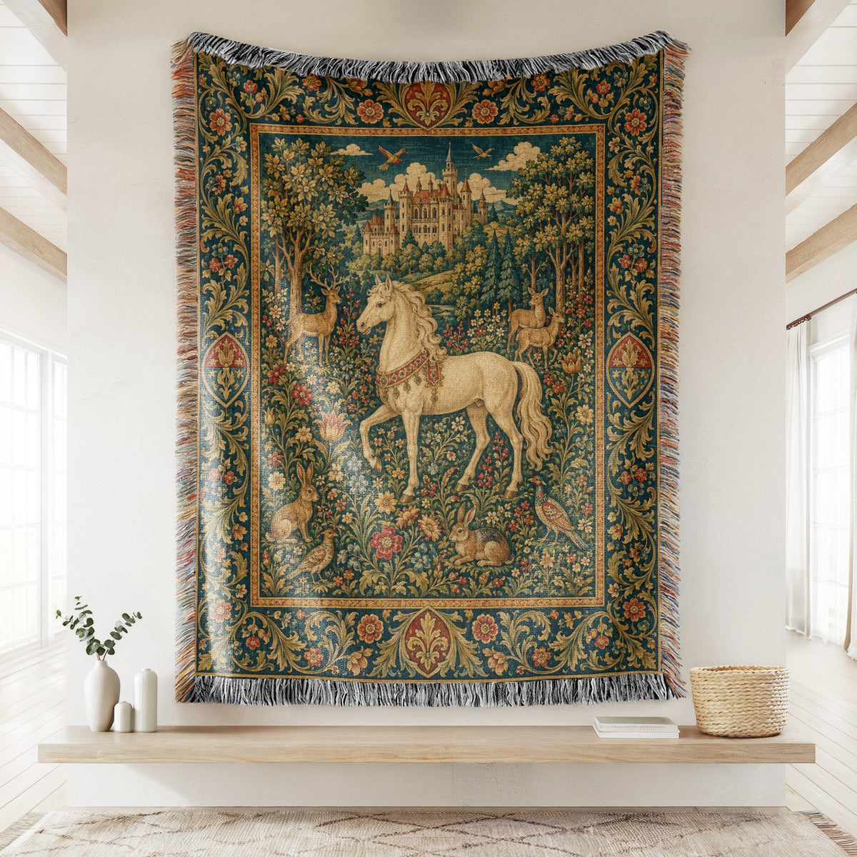 The Unicorn of the Castle Meadow Blanket