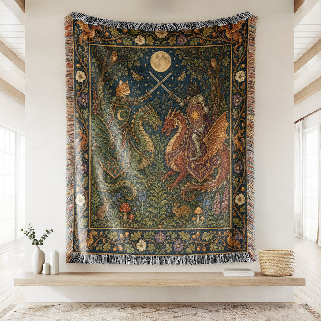 The Moonlit Dragon Riders Blanket