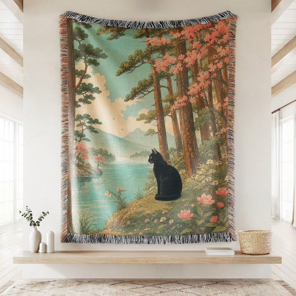 Lakeside Pines Black Cat Blanket