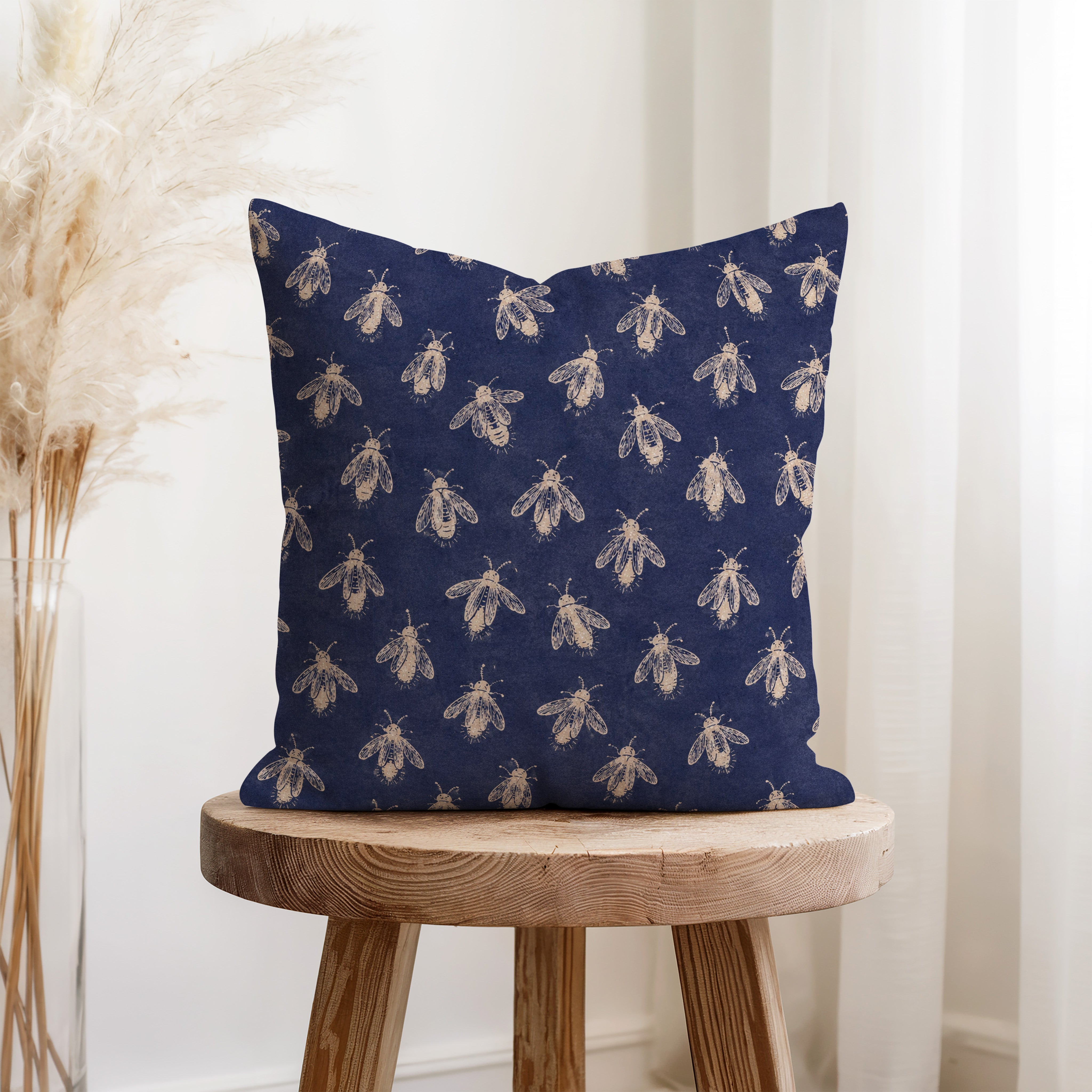 Midnight Bees – Navy Botanical Pillow Secondary image