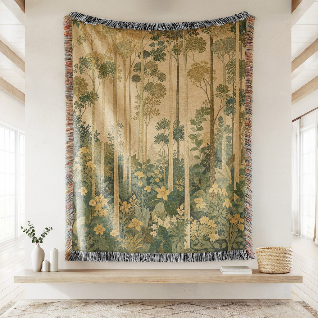 Golden Birch Meadow Blanket