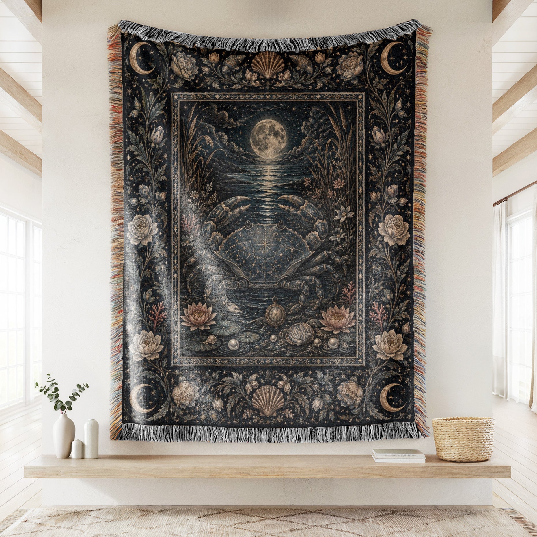 Cancer Moonlit Crab Zodiac Blanket Secondary image