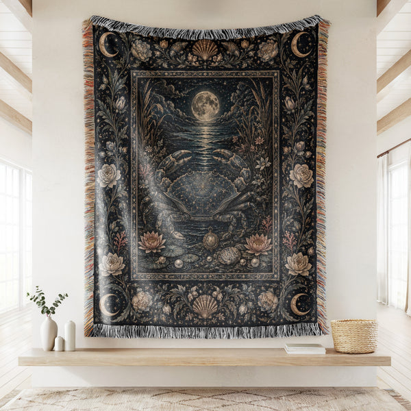 Cancer Moonlit Crab Zodiac Blanket