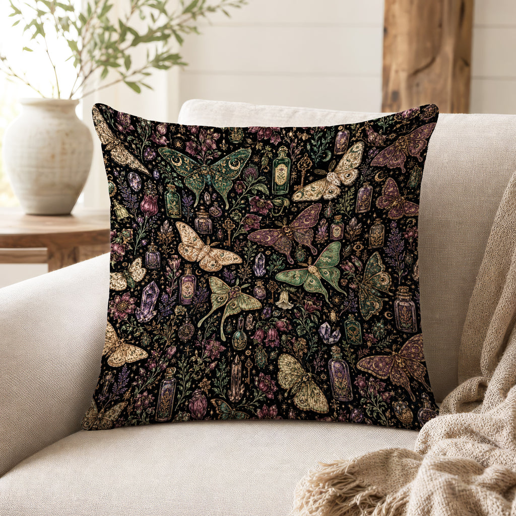 The Moth Apothecary – Whimsical Gothic Pillow