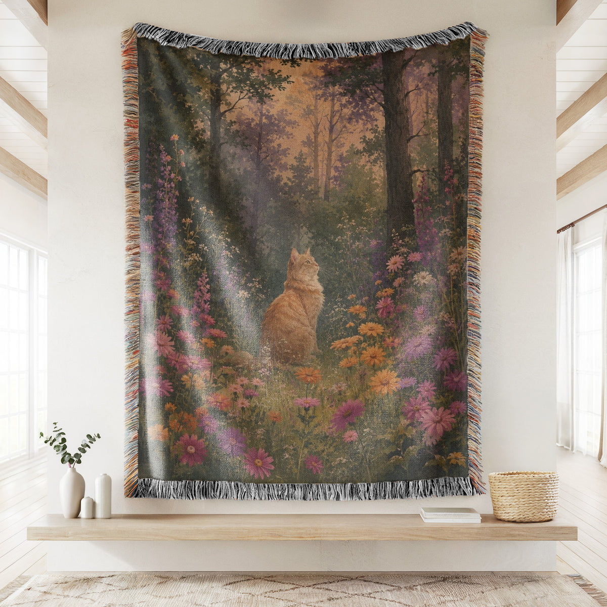 Dusk Wildflower Ginger Cat Blanket