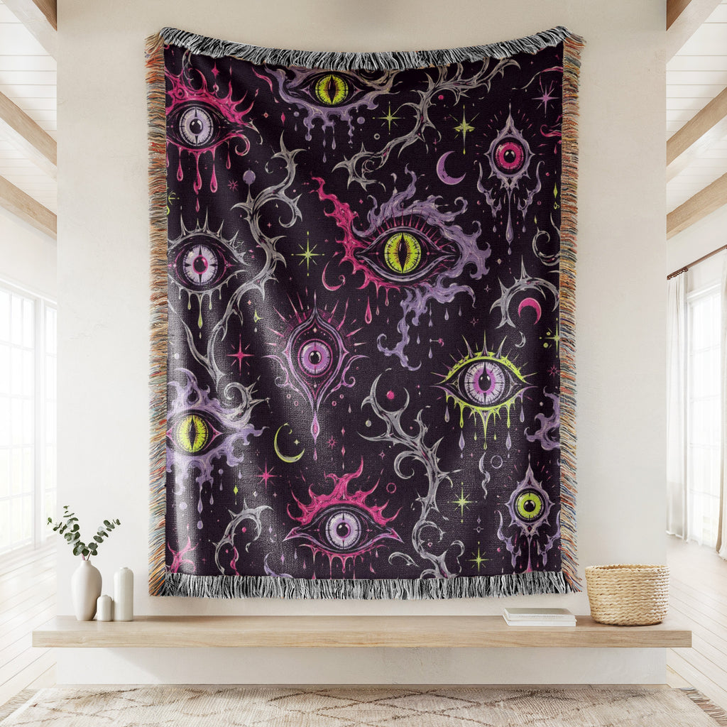 Neon All-Seeing Eyes Blanket