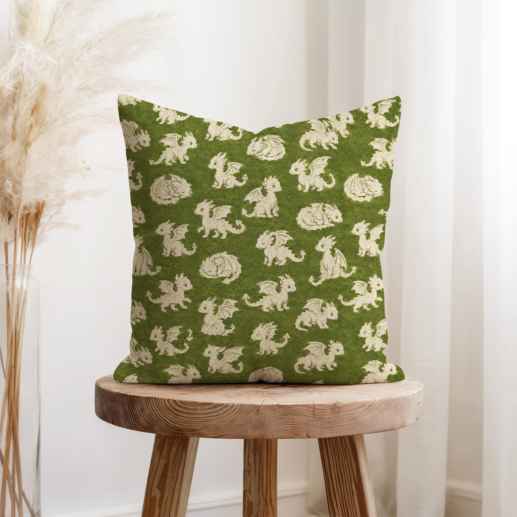 Little Green Dragons – Woodland Fantasy Pillow
