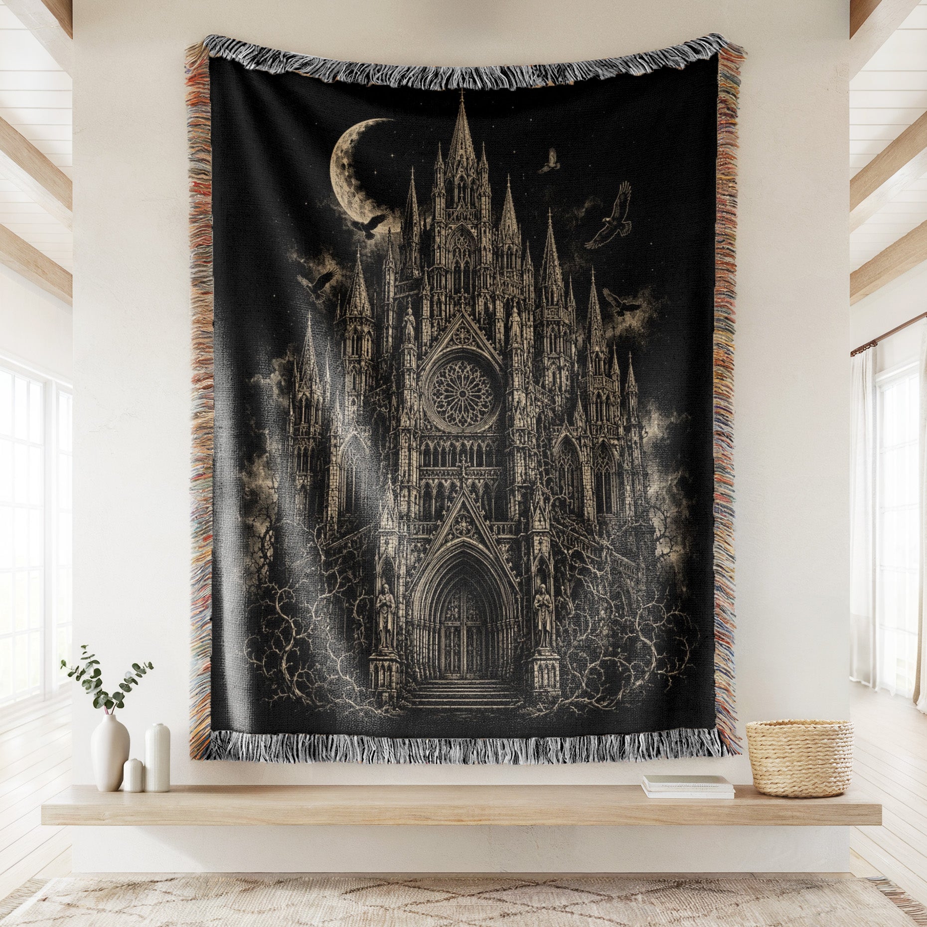 Cathedral Beneath the Crescent Moon Blanket Secondary image