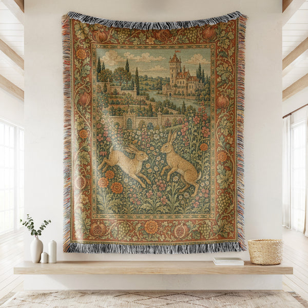 The Hares of the Castle Garden Blanket