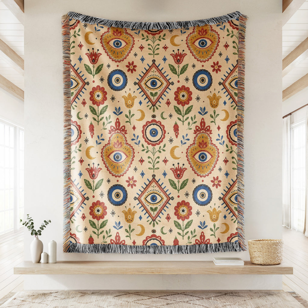 Folk Evil Eye Garden Blanket