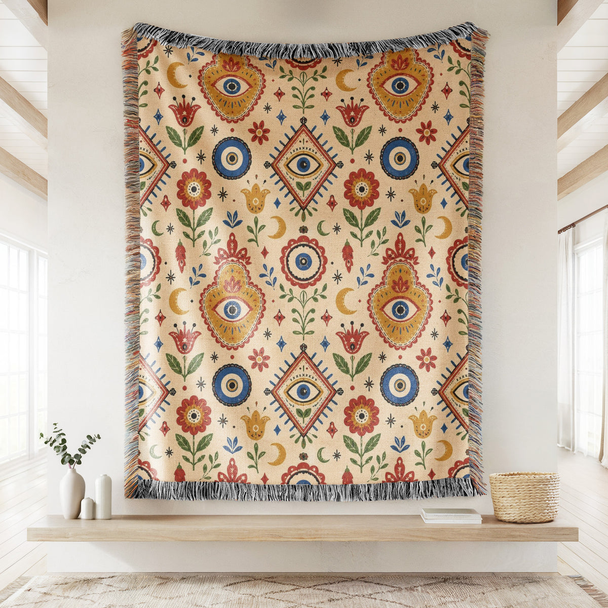 Folk Evil Eye Garden Blanket
