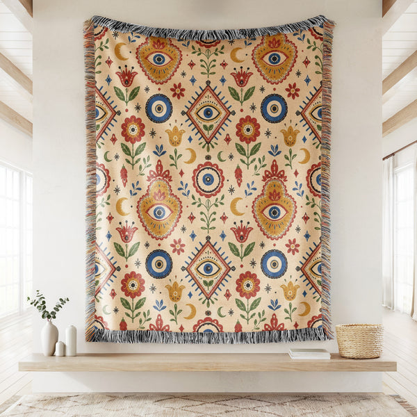 Folk Evil Eye Garden Blanket