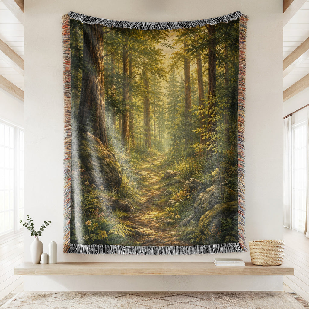 Sunlit Forest Path Blanket