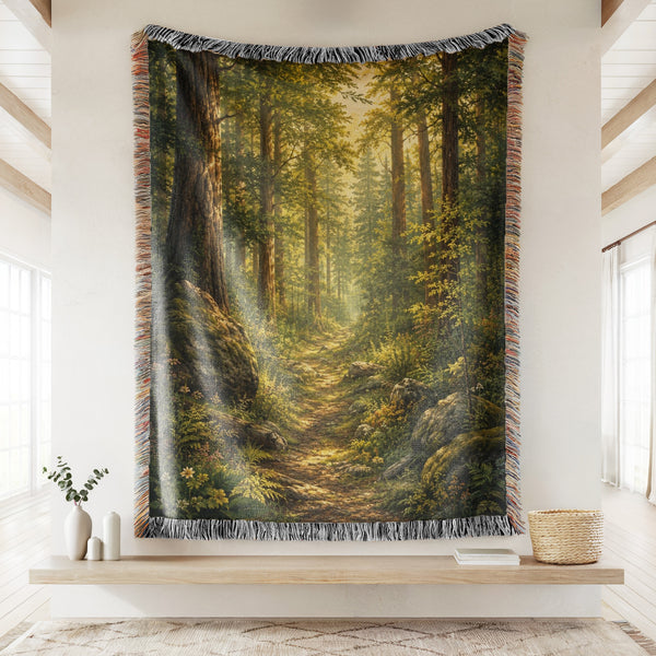 Sunlit Forest Path Blanket