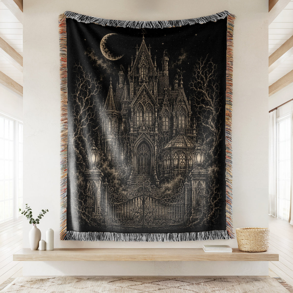 Moonlit Gothic Manor Blanket