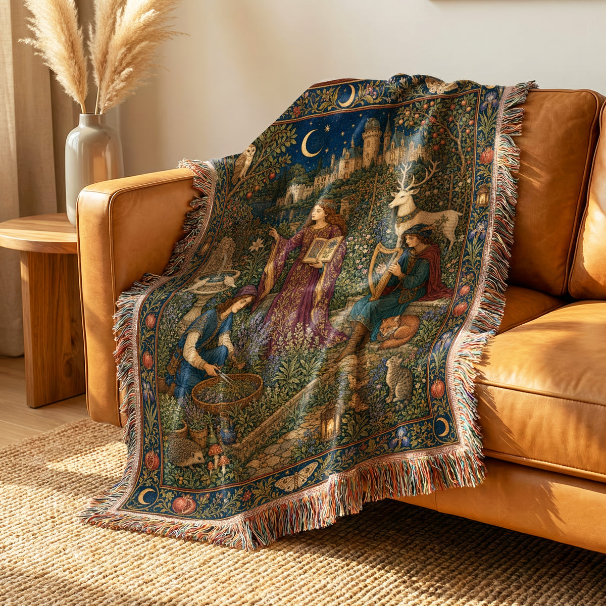 The Moonlit Scholar Garden Blanket
