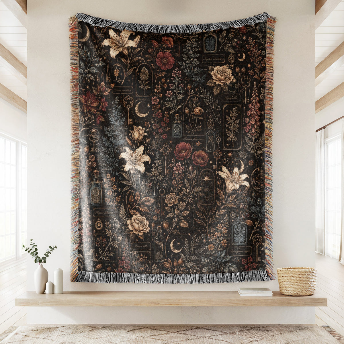 Midnight Botanical Apothecary Blanket
