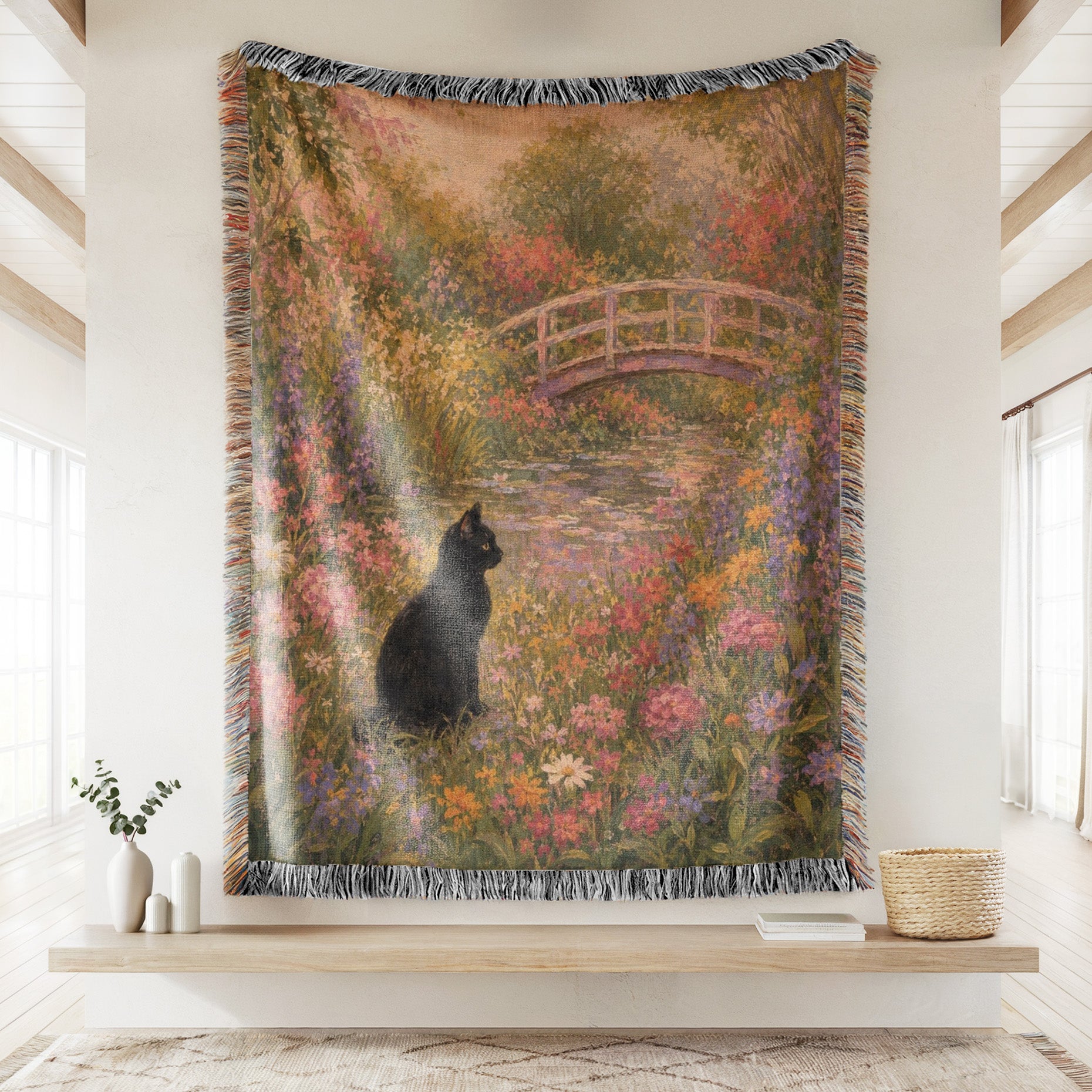 Garden Bridge Black Cat Blanket Secondary image