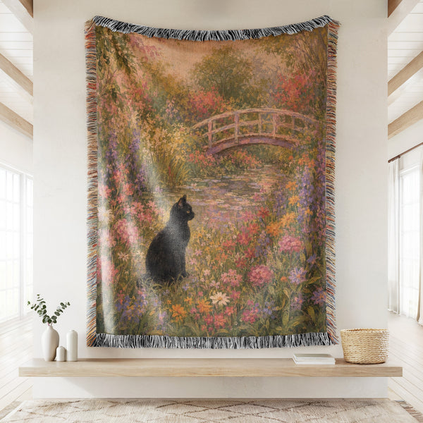 Garden Bridge Black Cat Blanket