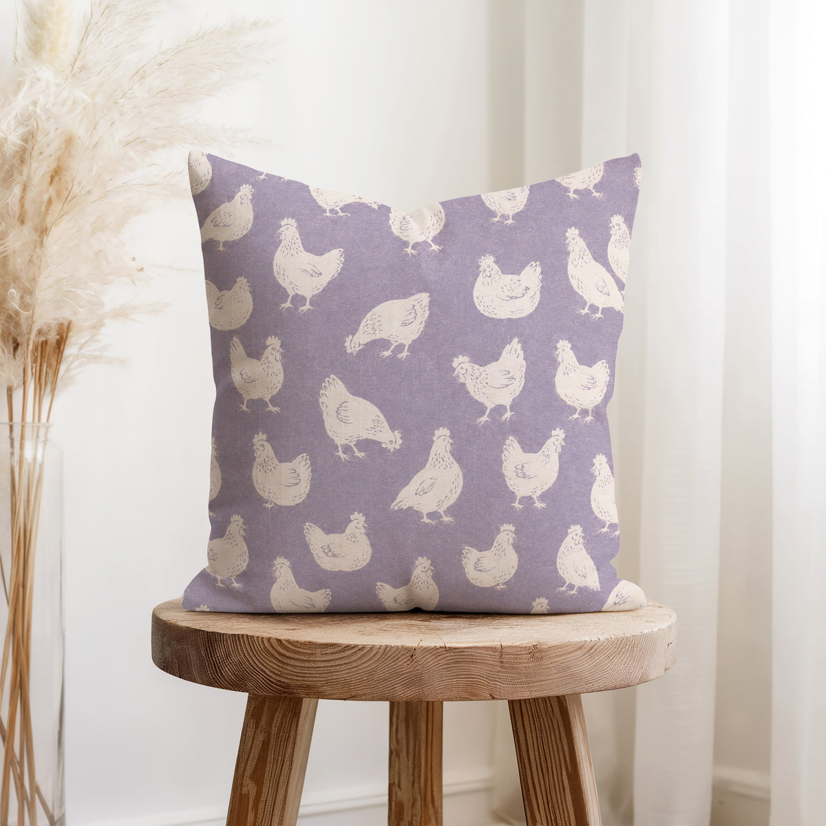 Little Hens – Lavender Farmhouse Pillow