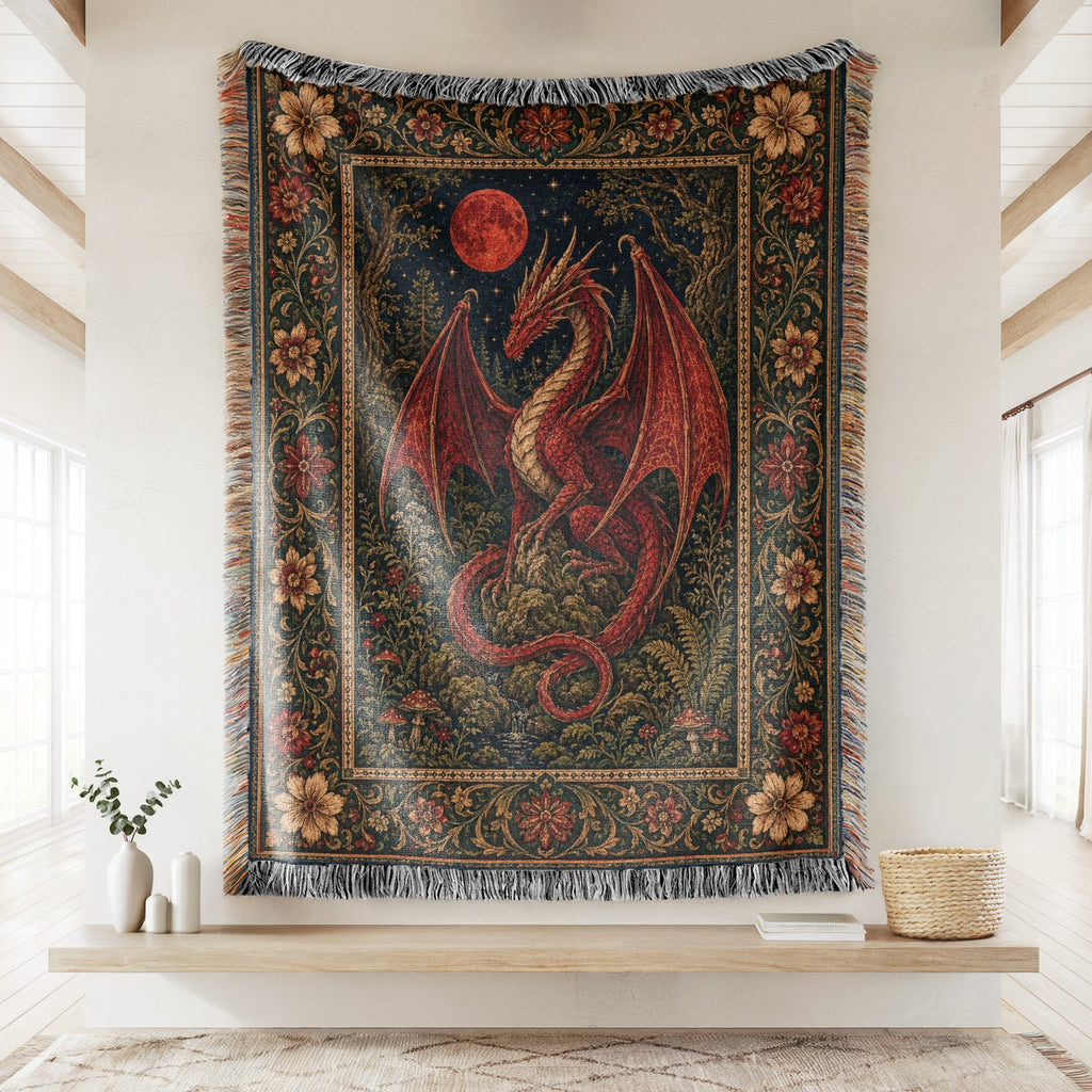 The Blood Moon Dragon Blanket