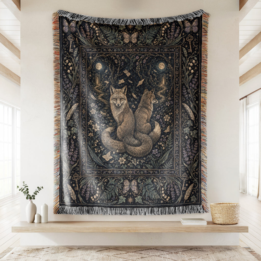 Gemini Twin Foxes Zodiac Blanket