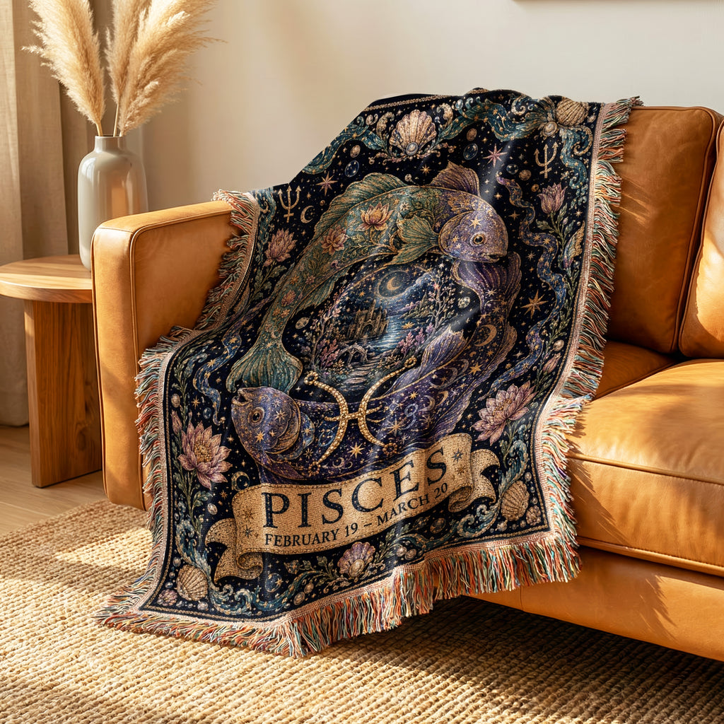 Pisces Moonlit Twin Fish Blanket