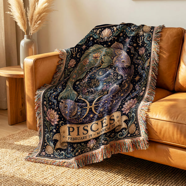 Pisces Moonlit Twin Fish Blanket