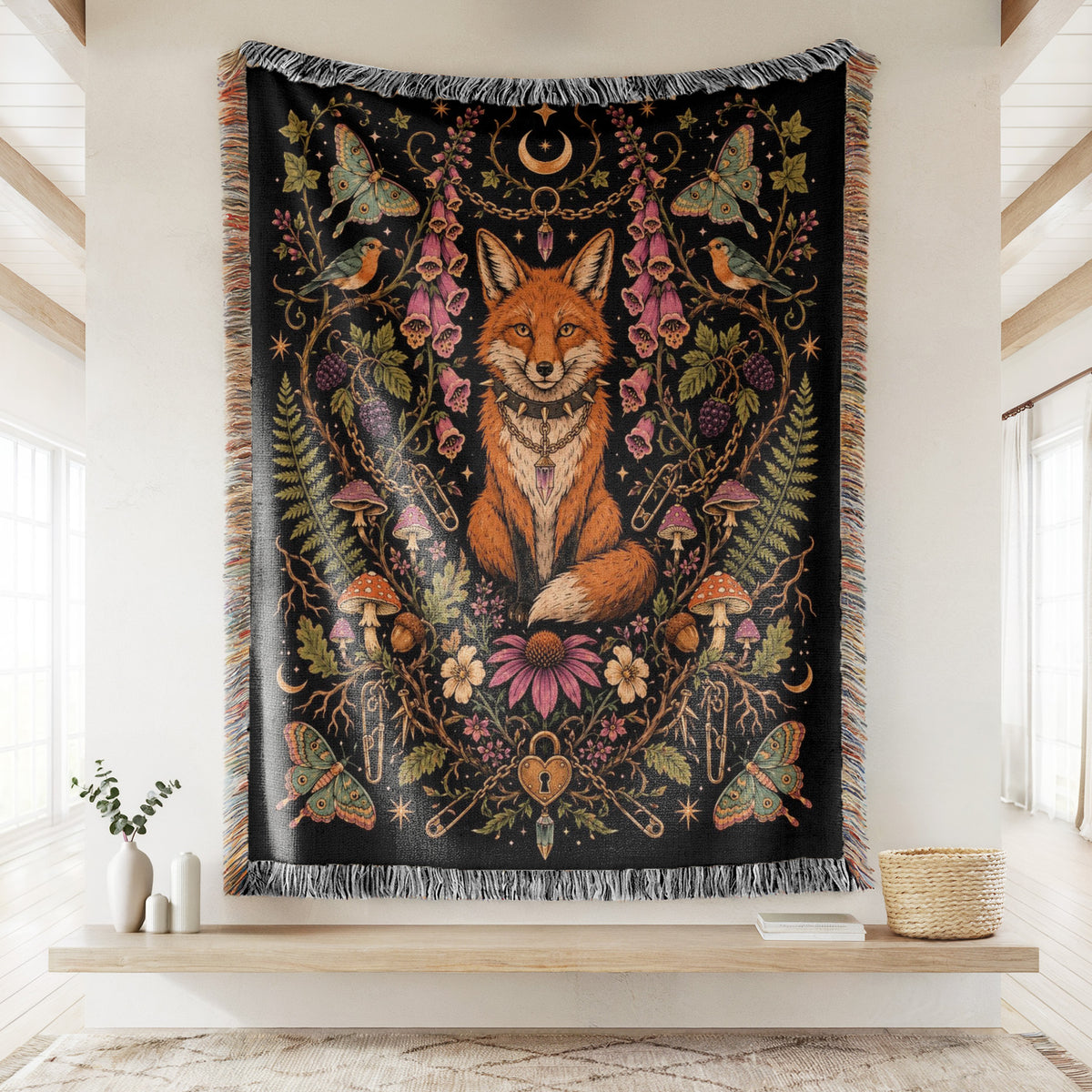 Enchanted Fox Moon Blanket