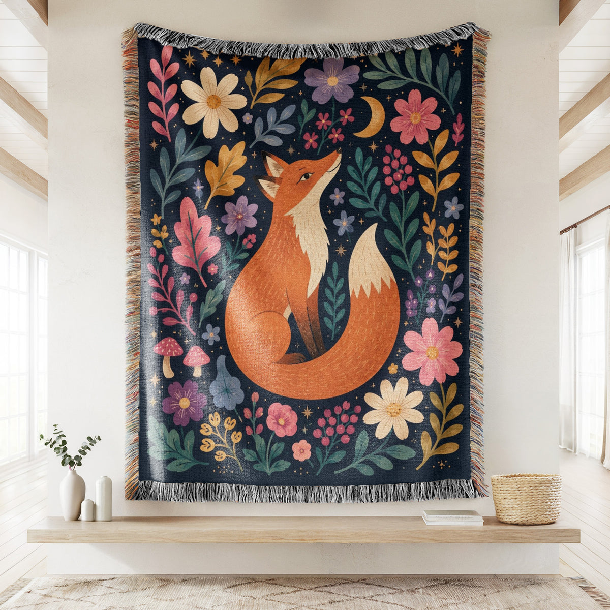 Moon Garden Fox Blanket