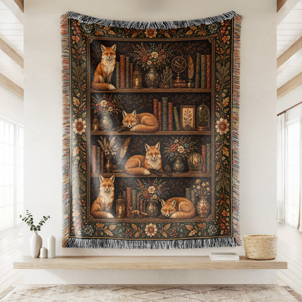 Foxes of the Old Library Blanket
